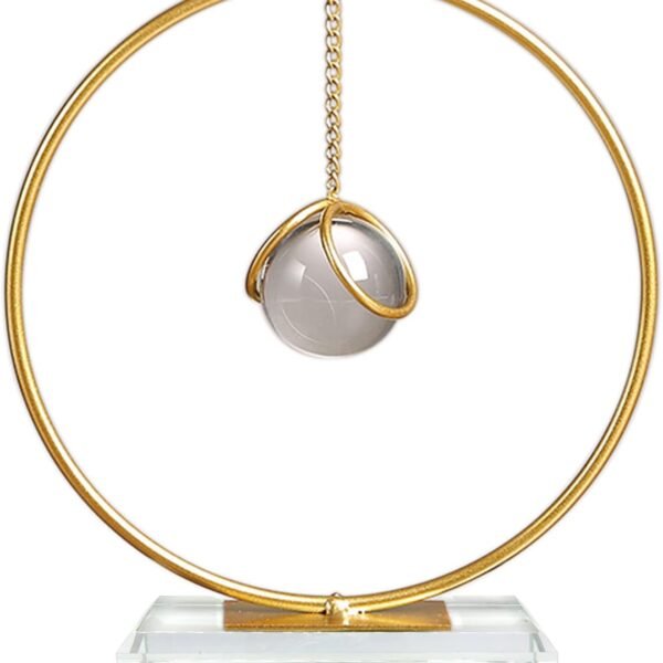 Crystal Ball Pendulum – Elegant Round Design – Gold-Plated Metal Frame – Acrylic Base – Decorative Crystal Sphere – Luxury Tabletop Decor by Home Vibe