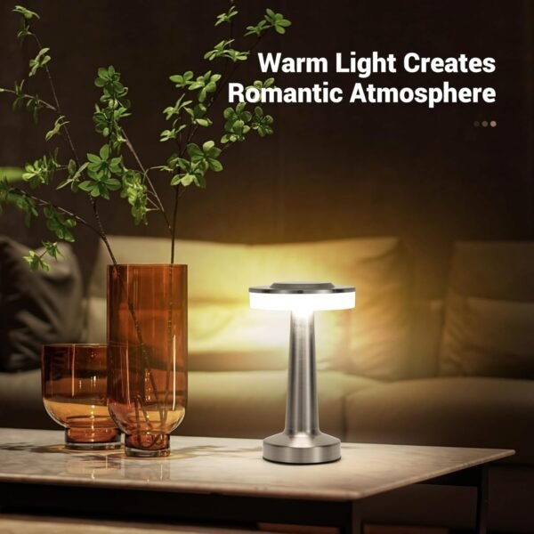 LED Touch Lamp – 3 Light Modes – Rechargeable Metal Table Lamp with USB Cable – Modern Desk Light – Home Vibe