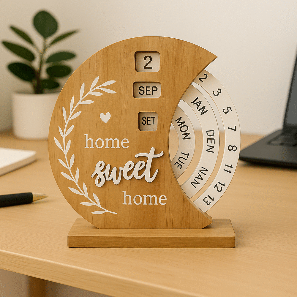 ⁦تقويم خشبي ديكوري دائم - يضبط باليد Sweet Home⁩ - الصورة ⁦4⁩