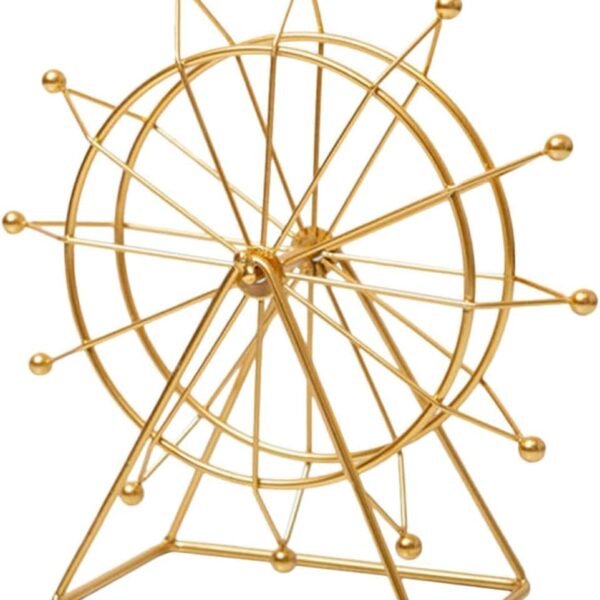 Rotating Metal Ferris Wheel Decor – Full Gold-Plated Metal Construction – Spinning Desk & Shelf Ornament by Home Vibe